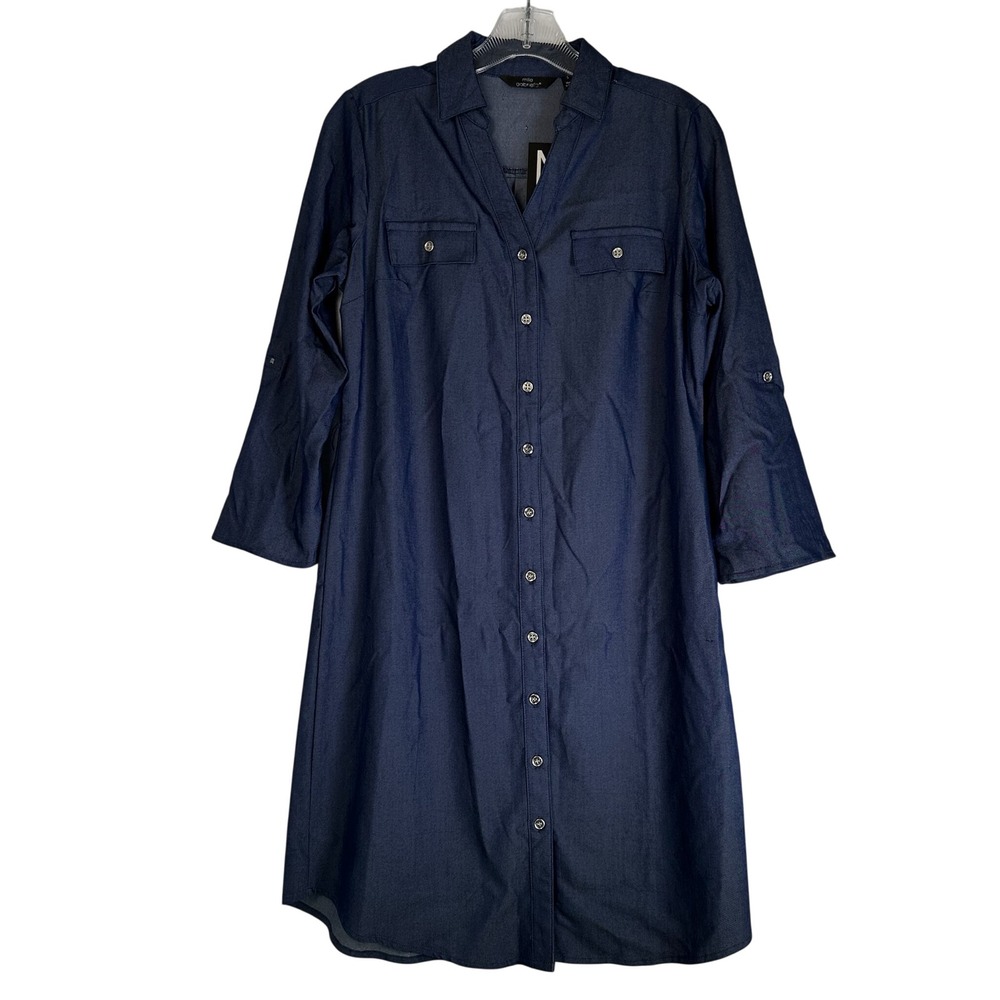 Mlle Gabrielle Blue Chambray Button Down Shirt Dress Size S 110611(RO)